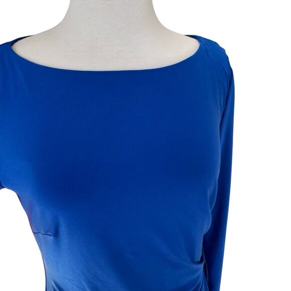 Lauren Ralph Lauren Cobalt Blue Stretchy Cocktail Dress Long Sleeve Size 12 - Picture 4 of 8